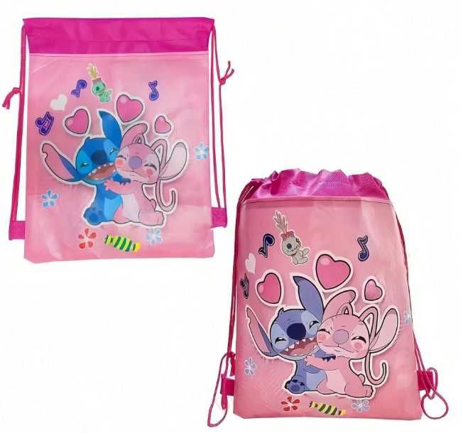Stitch azul e Angie rosa saco com cordão