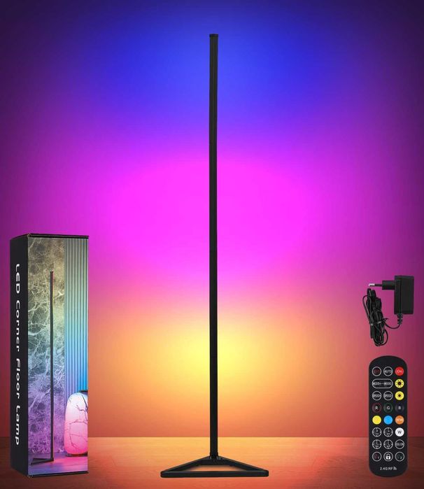 Zaxiva LED Lampa podłogowa Salon,RGB Narożna BIAŁA