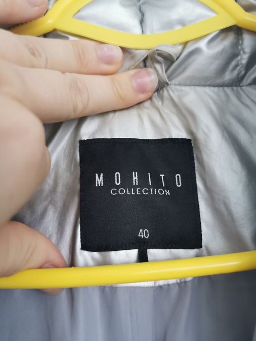 Piękna srebrna kurtka pikowana puchowa Mohito