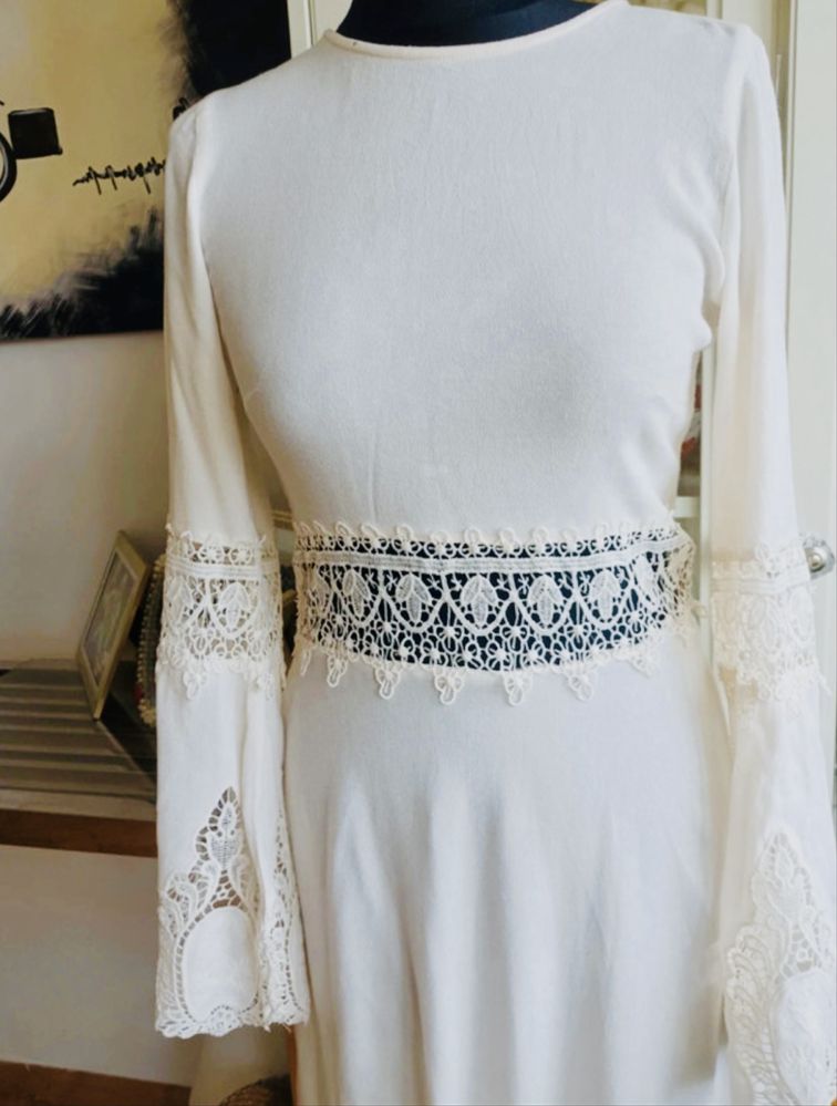 Sukienka ecru w stylu  Boho bawelna roz XS firma H&M