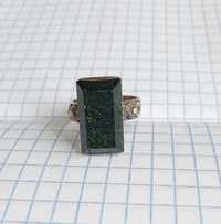 Перстень кольцо з камнем зелений авантюрин, Срібло 875 проба. СССР