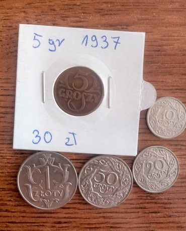 zestaw monet międzywojennych