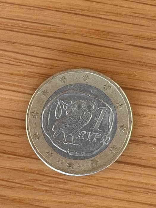 Moeda 1€ Grécia 2002 cunhada na Finlândia