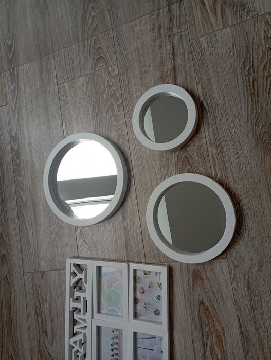 Lustro lusterko dekoracyjne na ścianę 3 szt. 17,5 22,5 i 27,5cm ramka