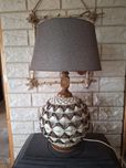 Lampa stołowa, plecionka, dwa źródła światła