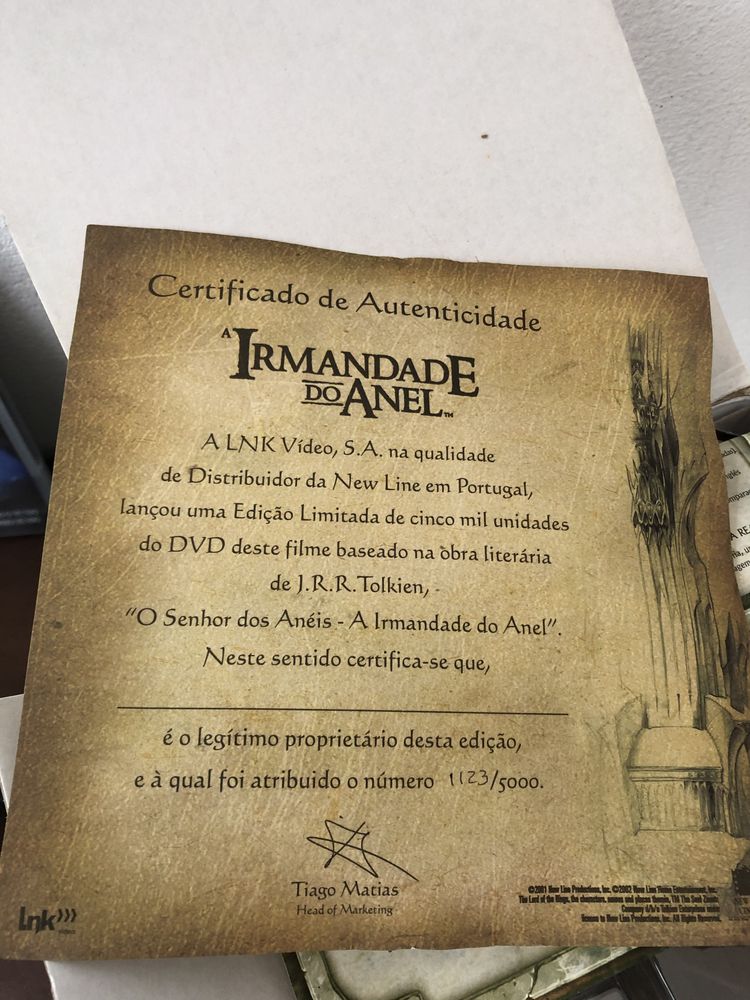 Colecionável “Lord of the Rings” Edição limitada e numerada, com DVD e