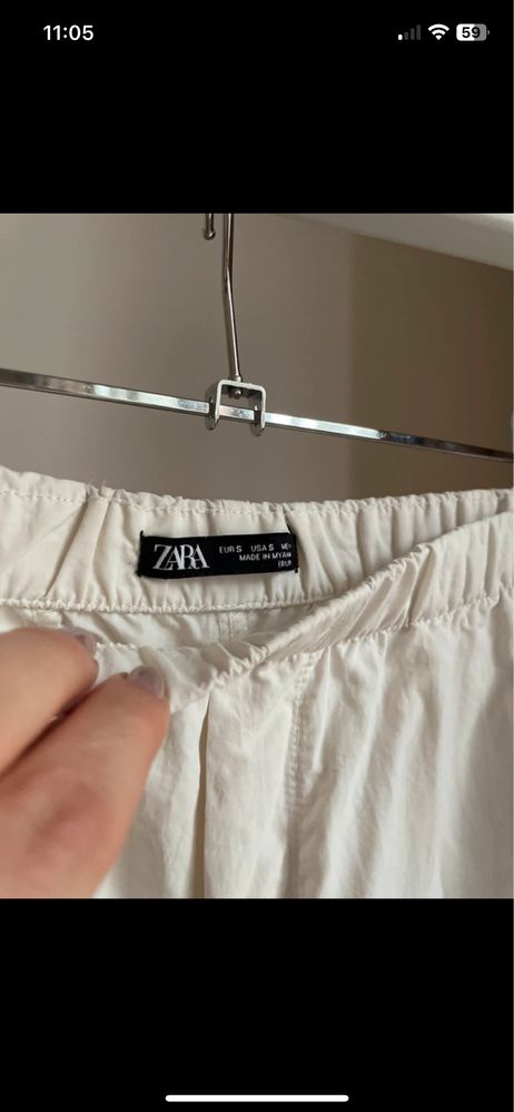 Spodnie cargo Zara S białe baggy baggie jesień zima