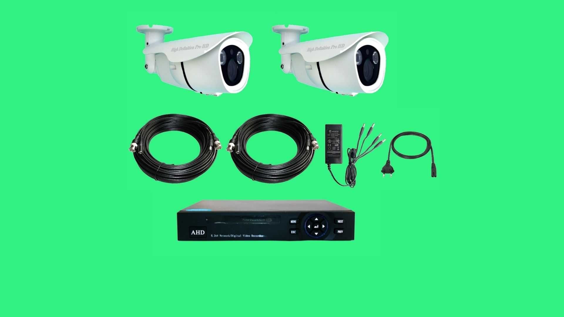 Kit 2 Câmaras HD com Zoom Manual + Gravador UNIVIEW HDMI + Cabos  125€
