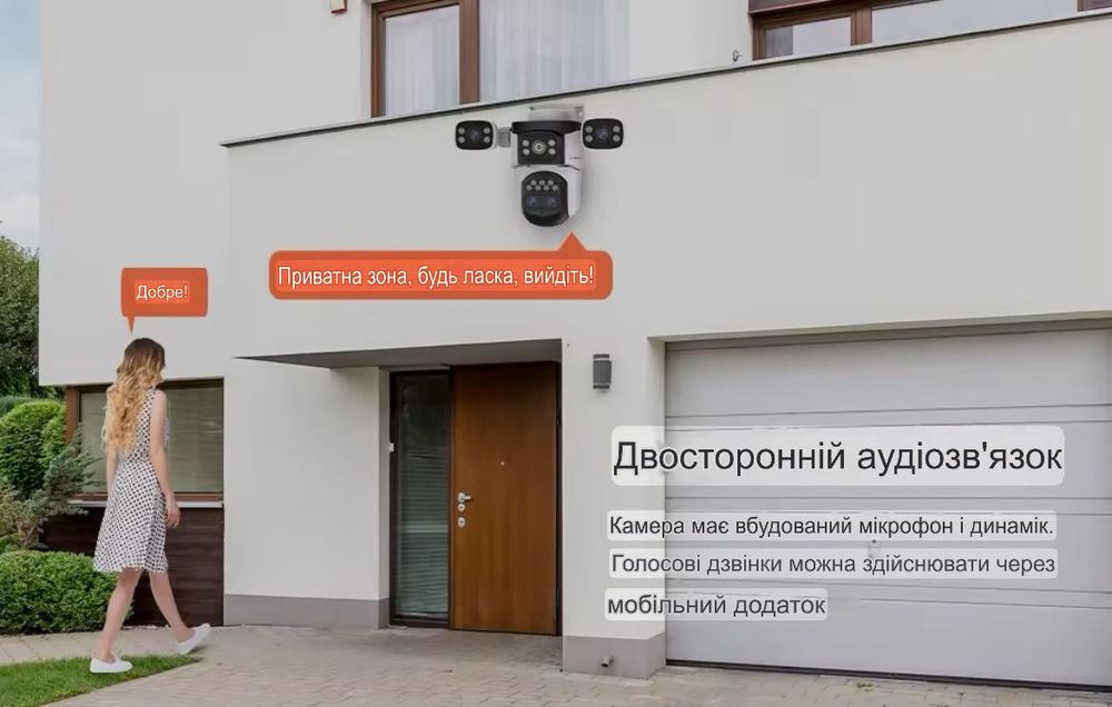 Wi-Fi IP-камера 20 МП з 4 об’єктивами, PTZ, зум ×10, нічне бачення