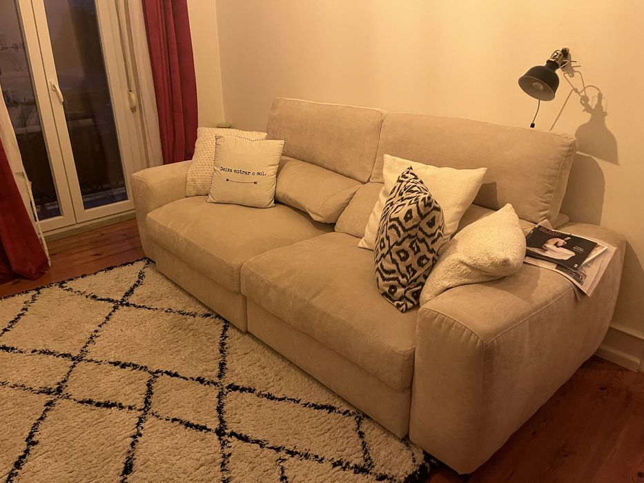 Sofá extensível beje com garantia