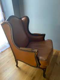 Fotel  skórzany - brązowy