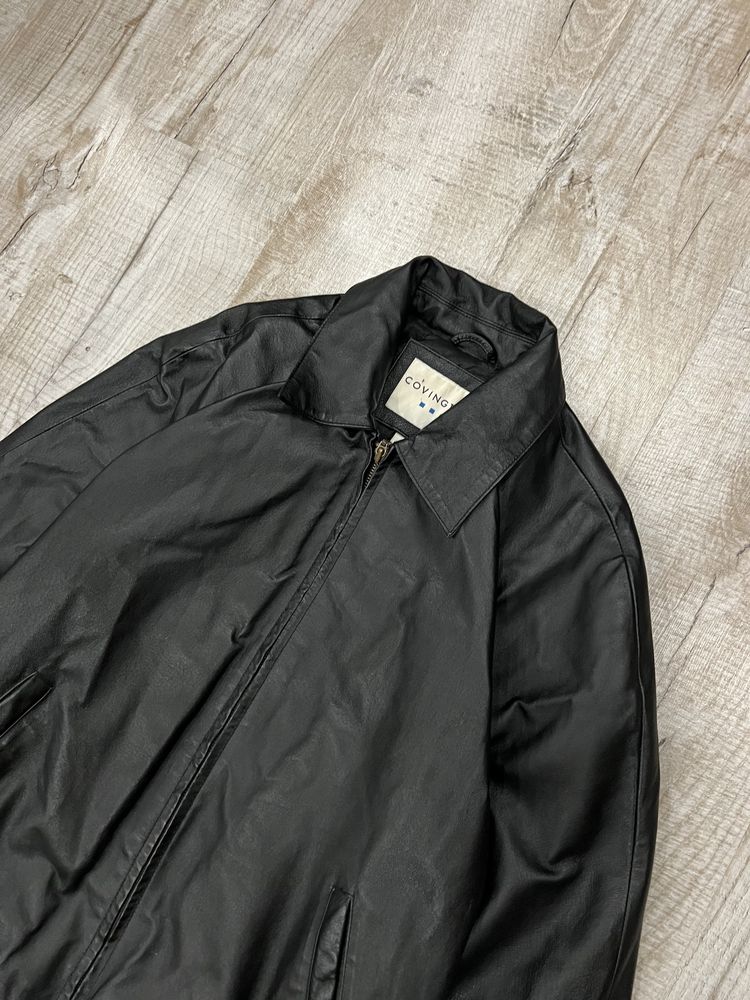 Кожаная куртка винтажная черная авангард y2k