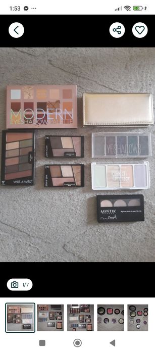 Duży zestaw kosmetyków:cienie,rozświetlacz,błyszczyki plus gratisy