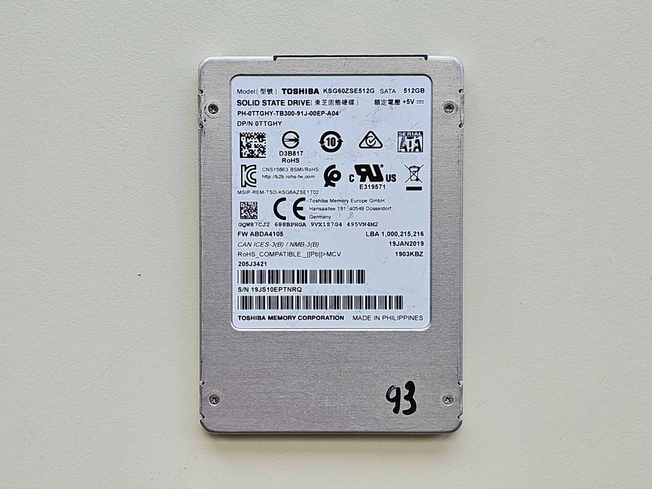 SSD 512Gb SATA 2.5 Toshiba SG6 KSG60ZSE512G 0TTGHY 79 - 96% здоров'я