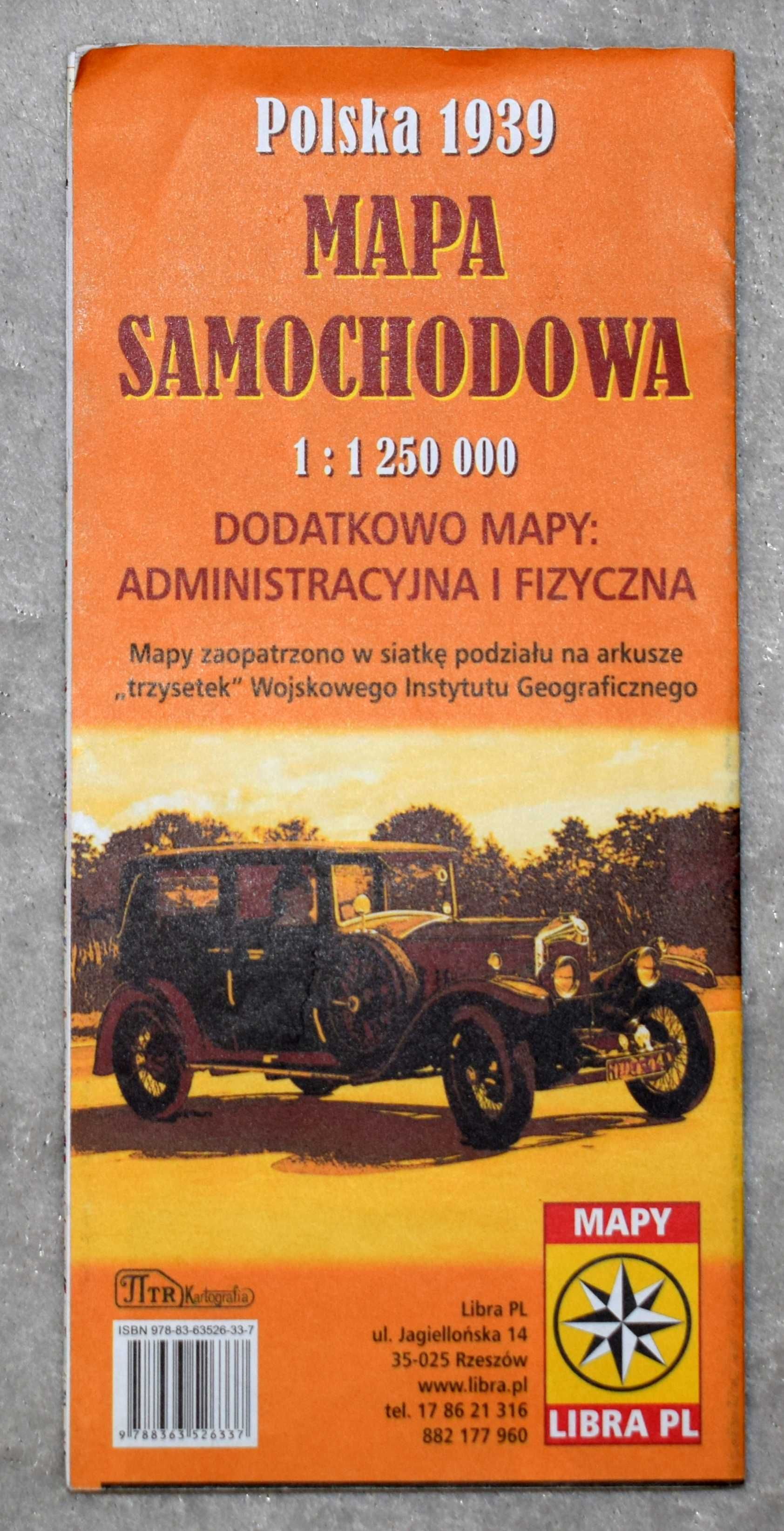 Reedycja mapy samochodowej Polska 1939, rarytas!