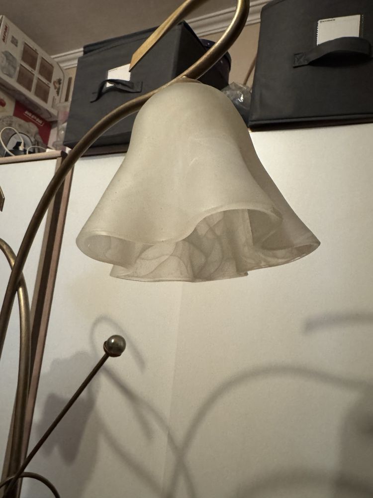 Lampa stojąca złota vintage kwiat podwójna