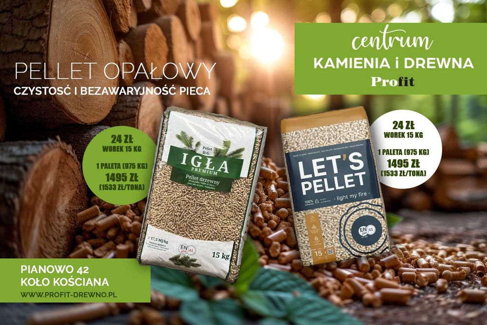 Pellet opałowy A1 EN Plu 6 mm Let's lub Igła- dostawa samochód z windą