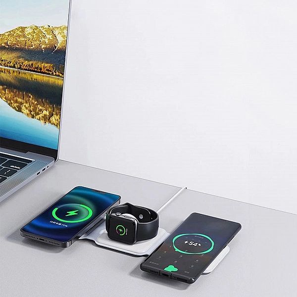 Ładowarka indukcyjna 3w1 Dudao A11n 15w - biała + kabel Usb-c / Usb-c