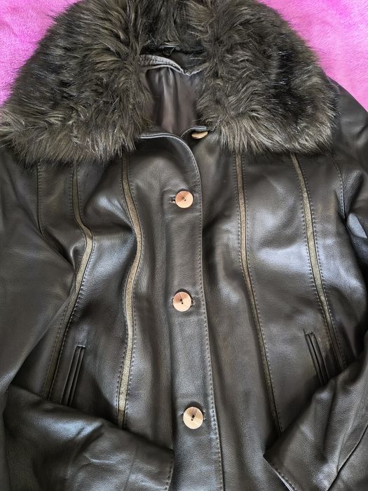 Płaszcz SKÓRA roz. 4XL/46 butelkowa zieleń