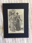 Moda francesa do século XIX ( 1892 ) Gravura com 2 exemplos