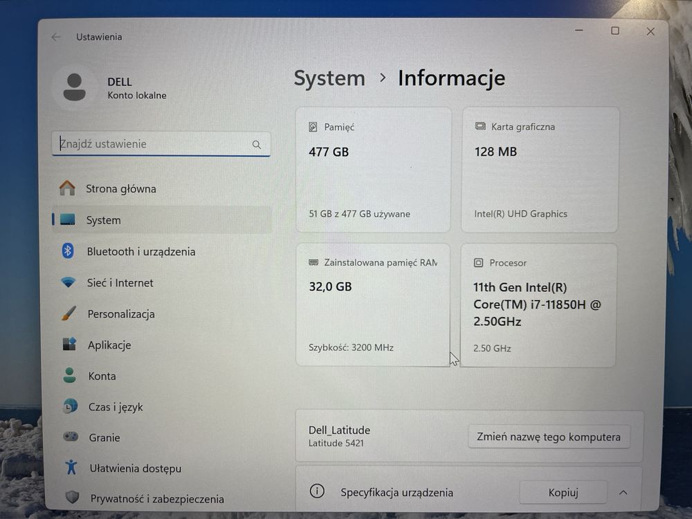 Laptop Dell latitude 5421 i7 32GB RAM windows 11 Pro