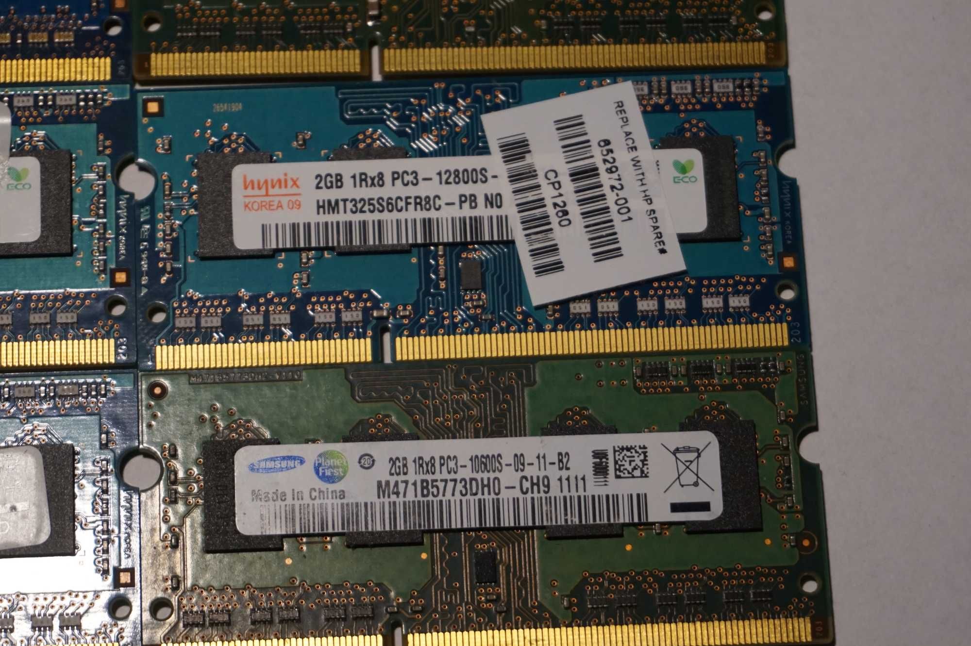 Pamięć RAM laptop Hynix Samsung 2GB x 8 sztuk DDR3 PC3 DDR2 1333 mhz