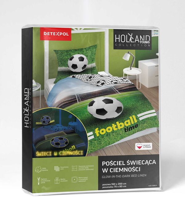Pościel bawełniana świecąca Fluo 160x200 Piłka