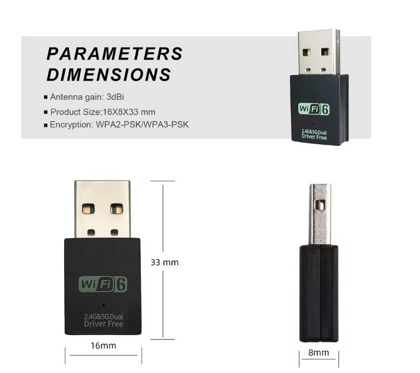 USB = Bluetooth 5.4+WiFi адаптер 2в1 AX900