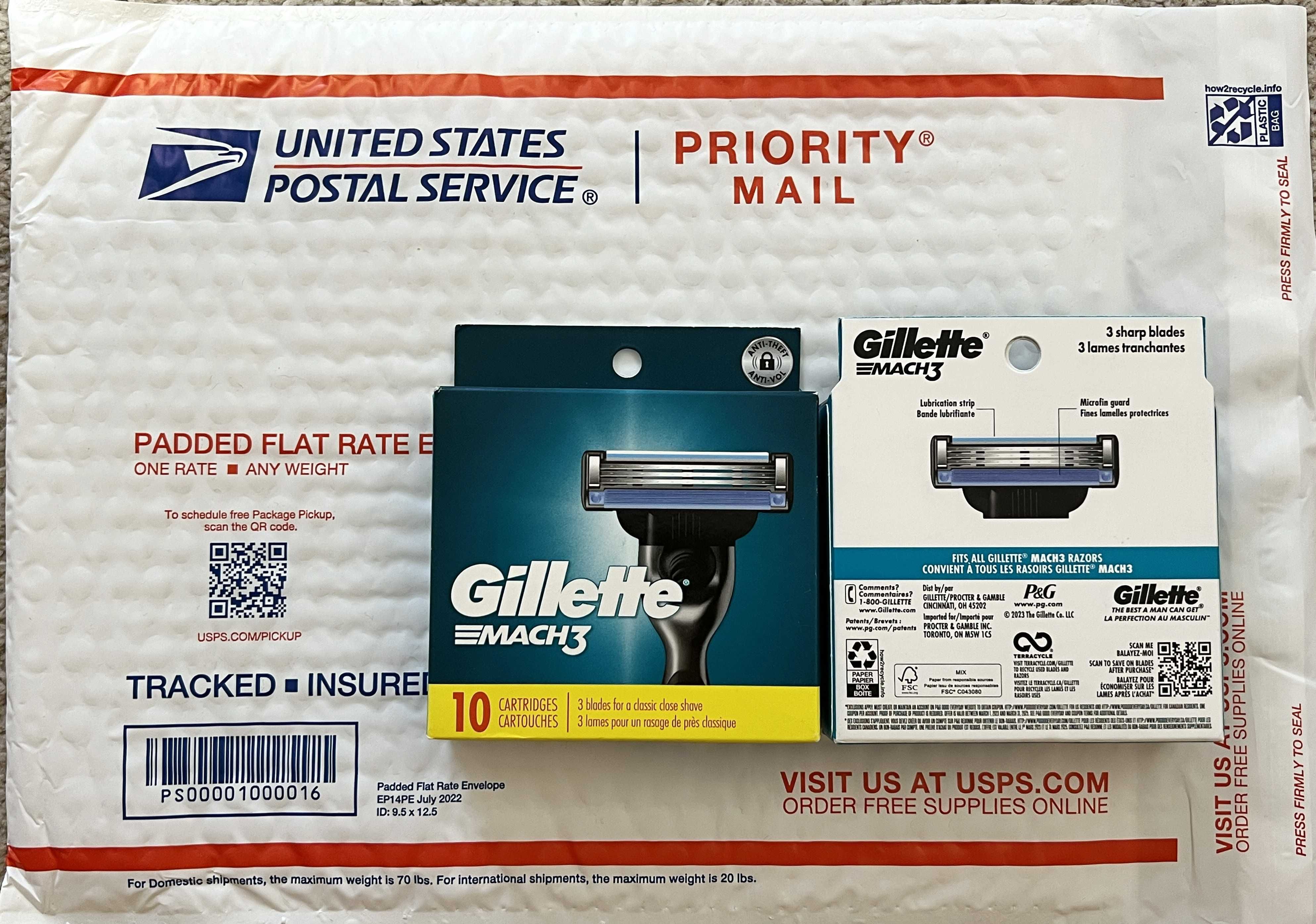 Оригинал 100% из США лезвия Gillette Mach3 4шт