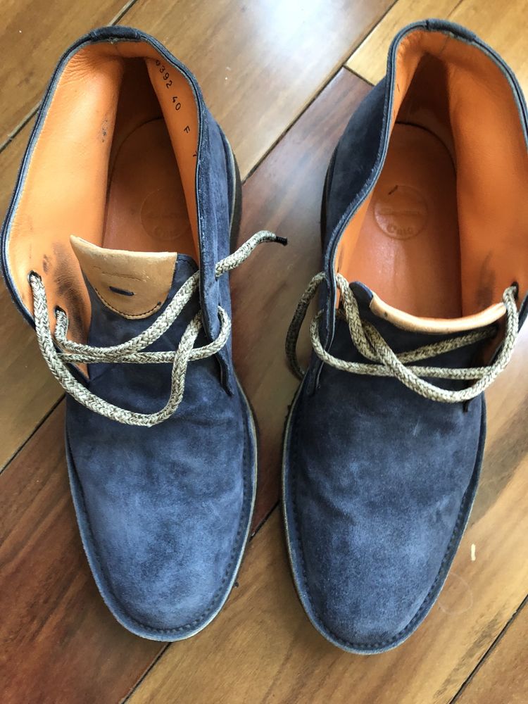 Кеды ботинки Santoni замша синяя 41 р. 7 Eu чукка Chukka