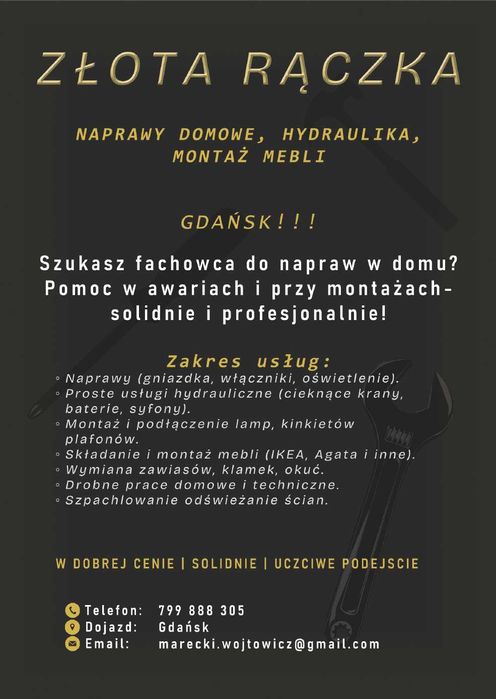 Złota Rączka. Usługa napraw, remontu, oklejanie.