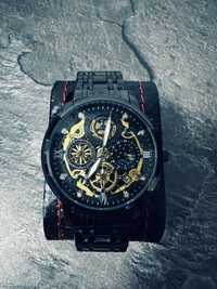 Zegarek skeleton czarny bransoleta