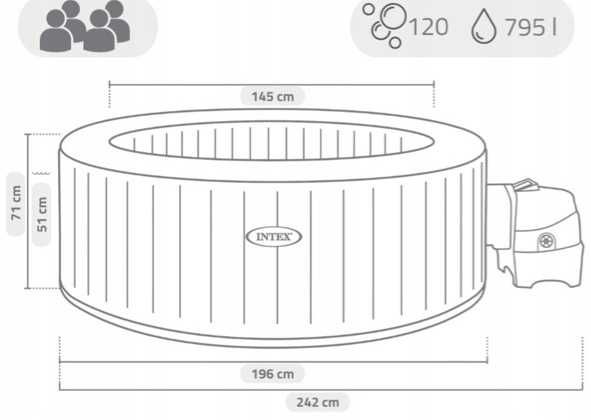Dmuchane SPA Intex 28426 4os. 196x71cm z hydromasażem 795L