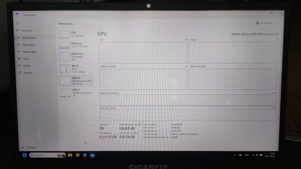 Gigabyte G5 GE | i5-12500H | RTX 3050 | 16GB RAM | 512GB SSD | 144Гц