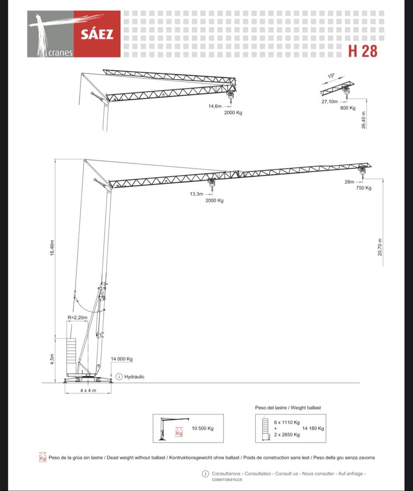 Grua hidraulica 28 metros