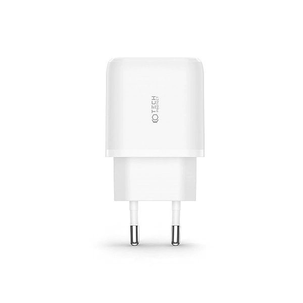 Tech-protect C20w 2-port Network Charger Pd20w/qc3.0 + Type-c Cable Wh