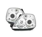 FARÓIS FRONTAIS ANGEL EYES PARA FORD FIESTA MK6. FUNDO CROMADO