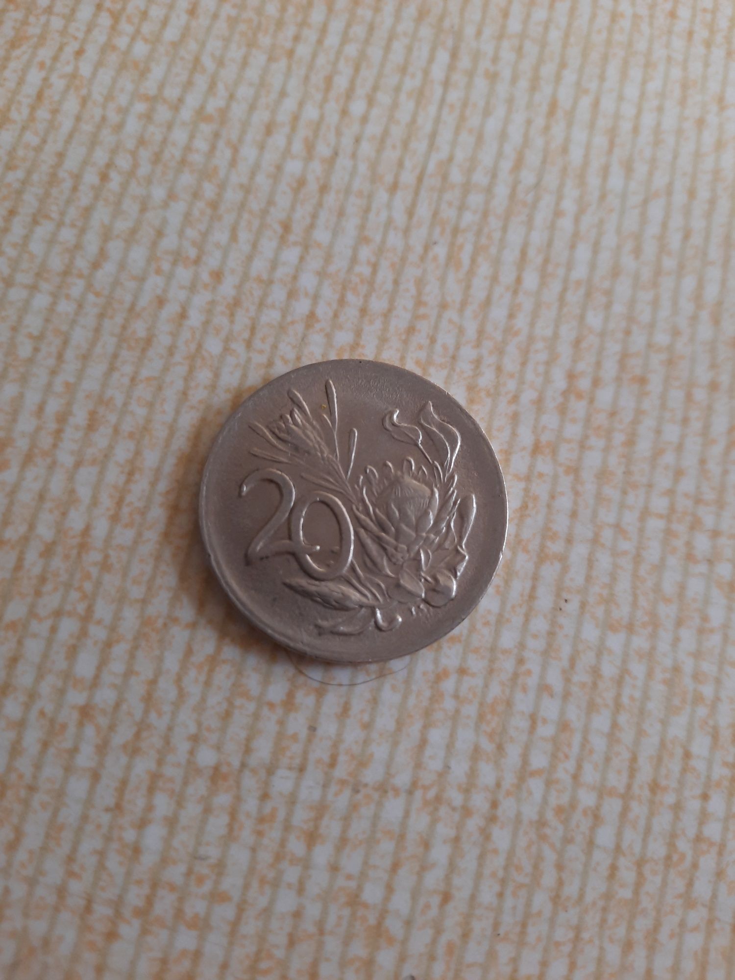 Moeda de 20 cents África  do Sul antiga