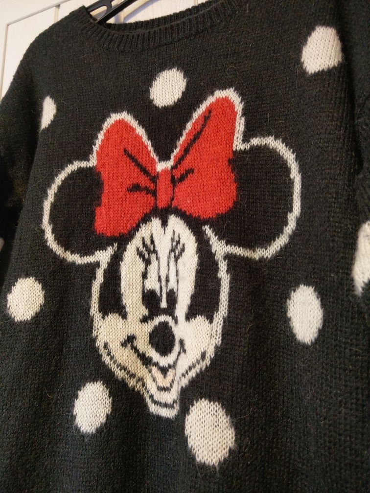 Sweter damski z myszką Minnie mouse w grochy xs hm H&M Divided Disney