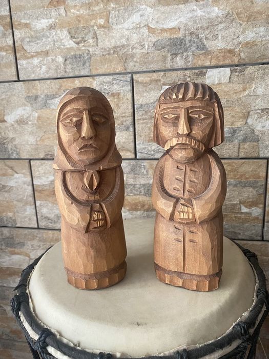 Polska stara rzezba ludowa 2 szt