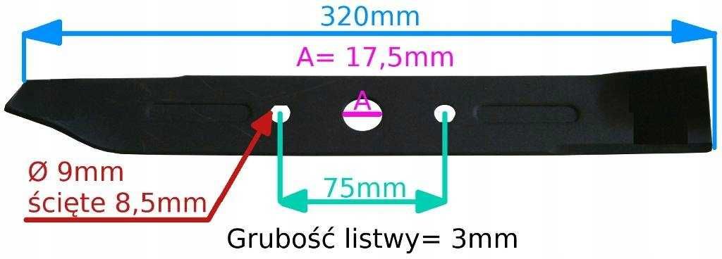 Nóż listwa do kosiarki elektrycznej 32cm Łódź