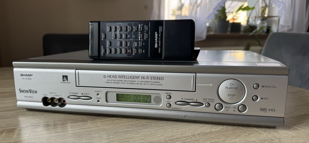 SHARP VC-FH300 #Magnetowid VHS #6HD #Hi-Fi Stereo #S-VHS Play #Pilot