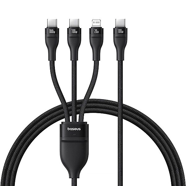 Kabel 3w1 Baseus Flash Series 3/100W USB-C - USB-C+USB-C+Lightning 1,5