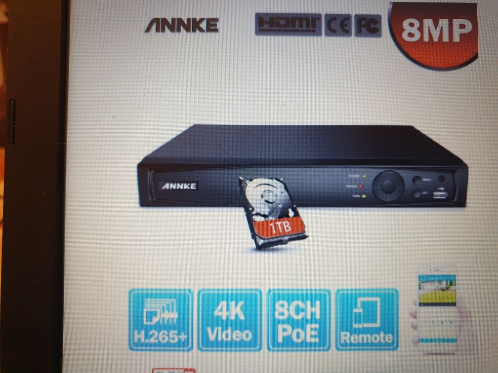 Annke video gravador Poe 4k de rede 1TB- modelo n48paw