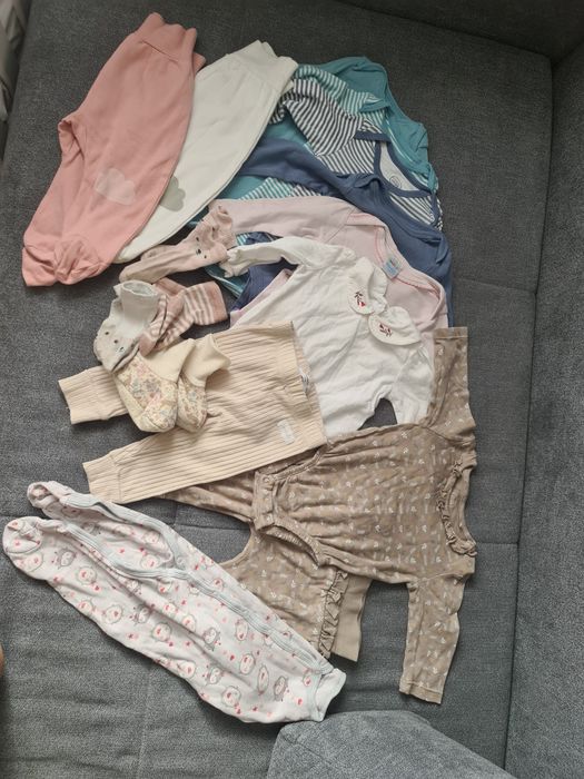 Zestaw cieplejszych ubranek na jesień zimę dla dziewczynki rozmiar 68