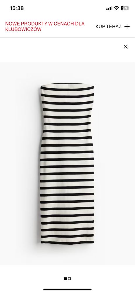 Sukienka H&M nowq w paski bialo czarna rozm.L 40
