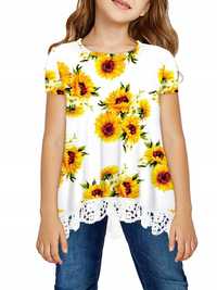 Dziewczęca bluzka T-shirt Tunika z koronka Rozmiar XL 10-11 Lat