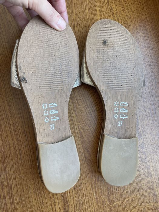 Шлепки золотые кожаные Турция