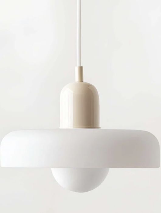 Szklana lampa bauhaus biala bezowa