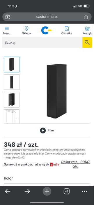 Czarna wisząca szafka nowa